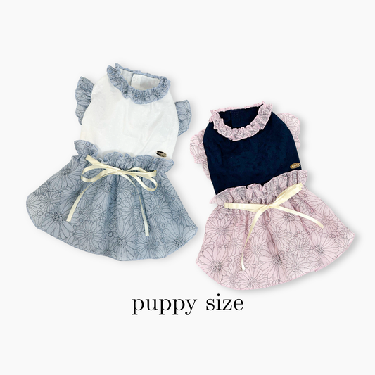 【パピーサイズ】 ジャガードフラワーワンピース